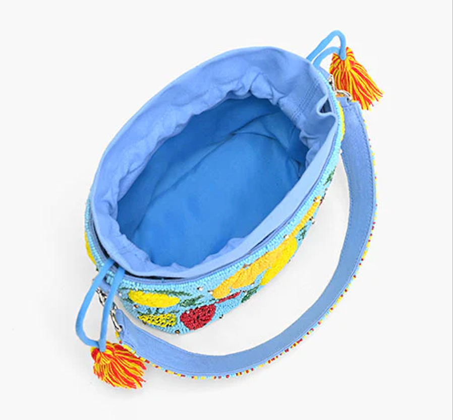 Lush Fruits Beaded Bucket Bag